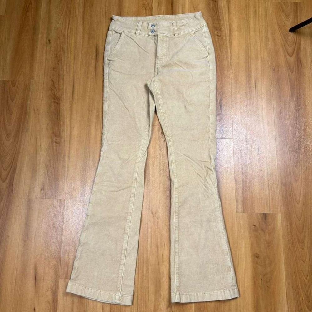 American Eagle Tan Corduroy Flare‎ Pants Womens 4 R Beige Stretch Double Button
